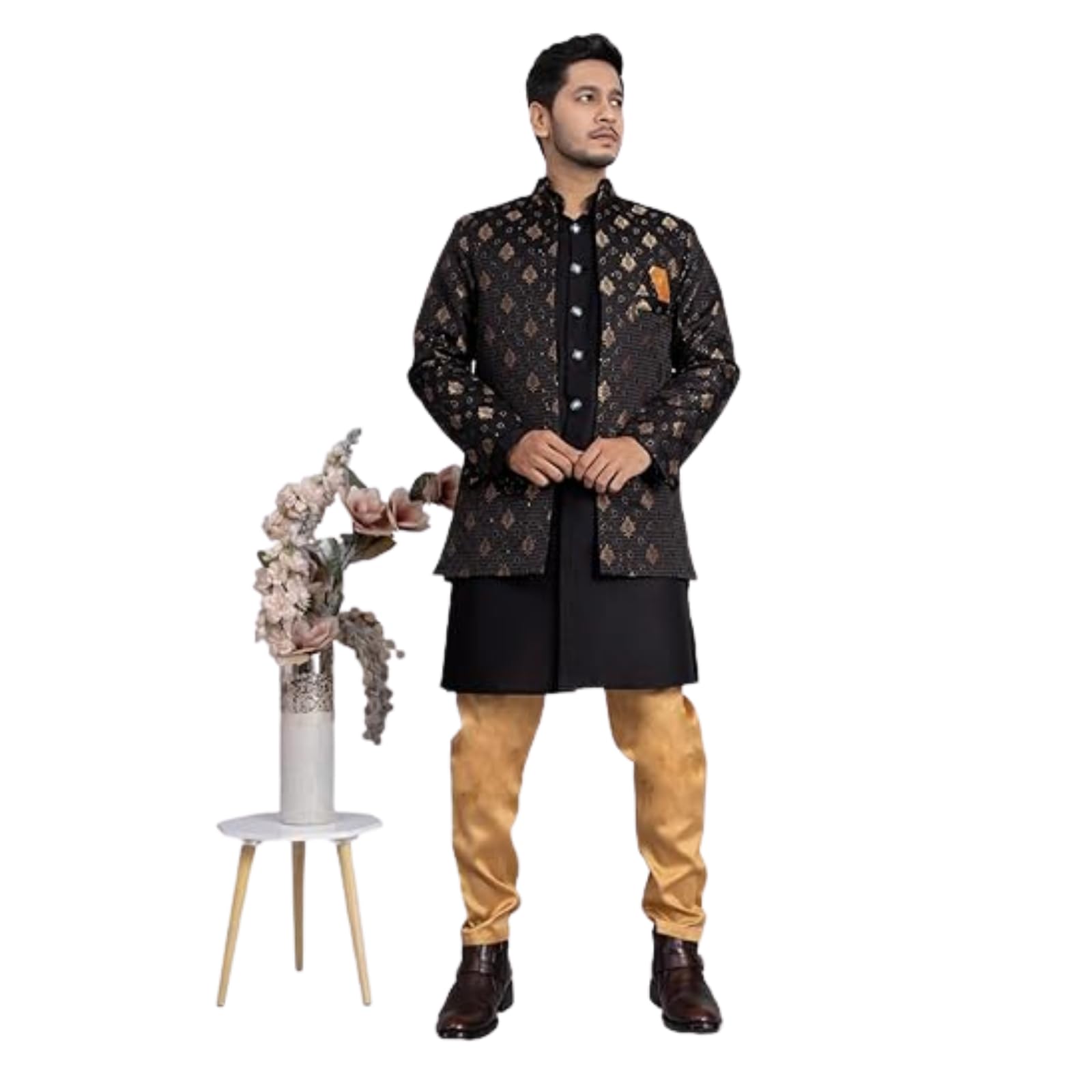 Amzira Baap Beta Indo Western Sherwani Set For Men/Boys - Elegant Design With Intricate Embroidery, Ideal For Festivals, Celebra