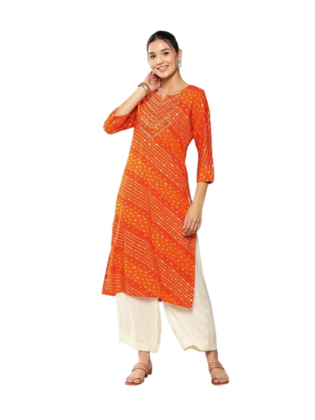 Aarika WomenS Rayon Regular Fit Regular Tunic Shirt (Kurti-W-Lt-2064_Orange