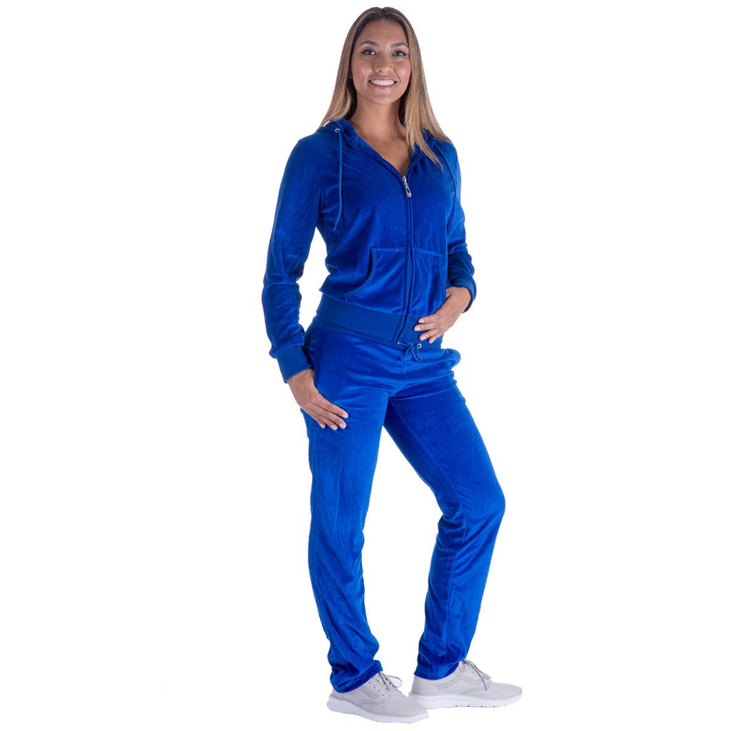 Facitisu Tracksuit for Women Set 2 Piece Joggers Velour Jogging Sweat Outfits Hoodie and Sweatpants Set L, Royal