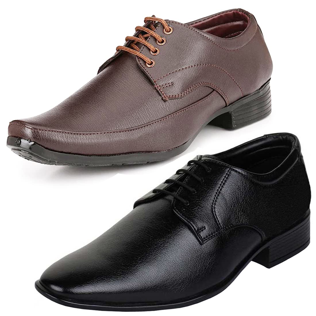 Vitoria Fashionable Synthetic Leather Formal Shoes Combo for Mens and Boys(BlackBrown)(Laceup)/Office Shoes/Suit Shoes/Dress S 6