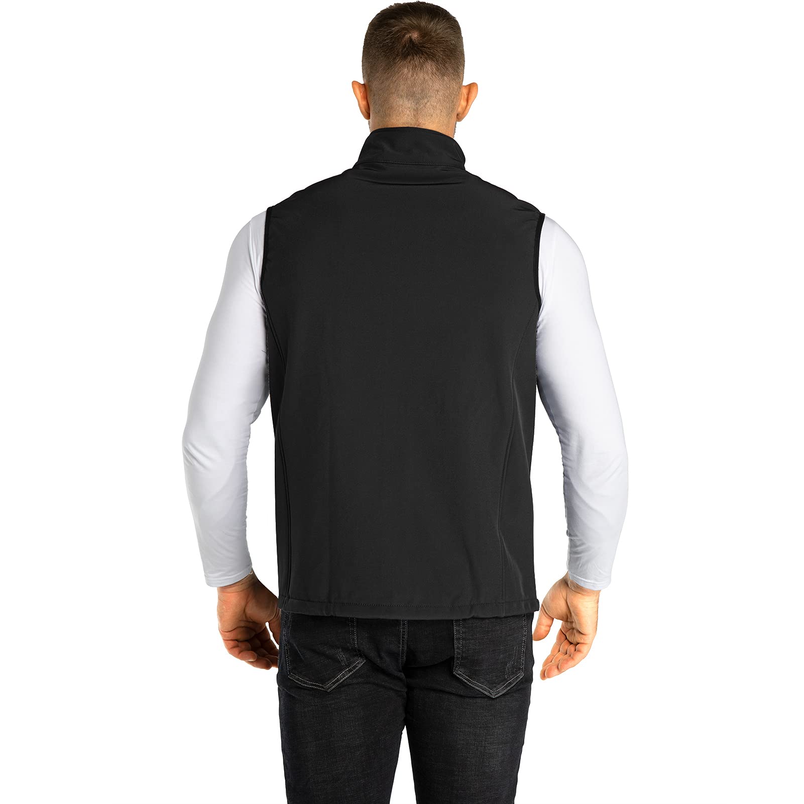 33,000ft Men's Lightweight Softshell Vest Outerwear Zip Up Fleece Lined Windproof Sleeveless Jacket for Golf Running Hiking