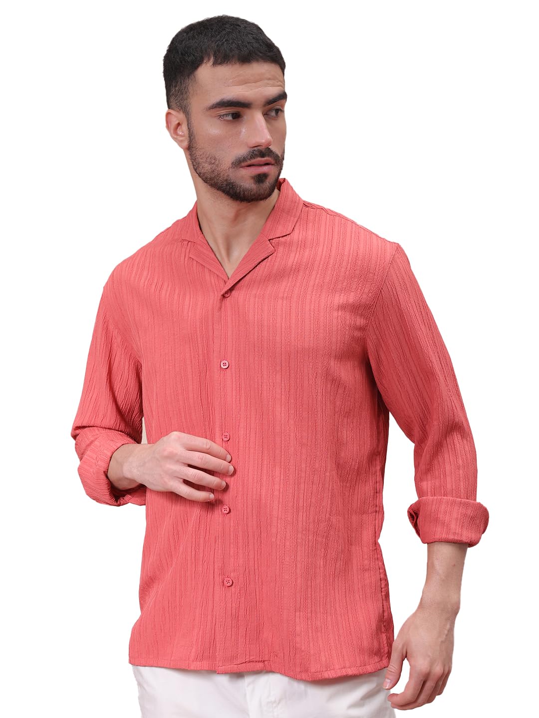 The Indian Garage Co Mens Relaxed Fit Textured Resortwear Sweater