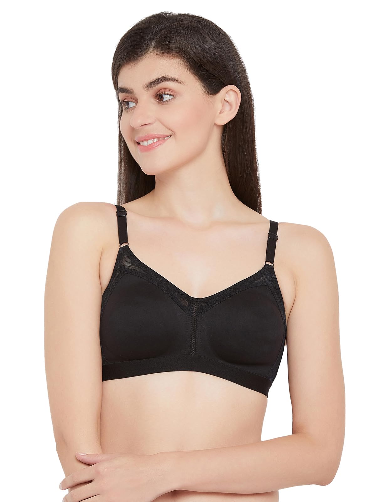 Clovia Cotton Spandex Solid Non-Padded Full Cup Wire Free Spacer Cup Bra (BR2178P13_Black_40E)