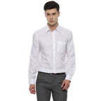 Turtle Men Cotton Linen Slim Fit Solid Formal Shirts White