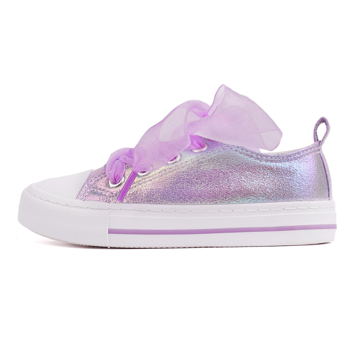 HugRain Little Girls Kids Classic Sparkle Low Top Lace Up Sneakers Walking Shoes, Low Top Purple, 2 Big Kid 2