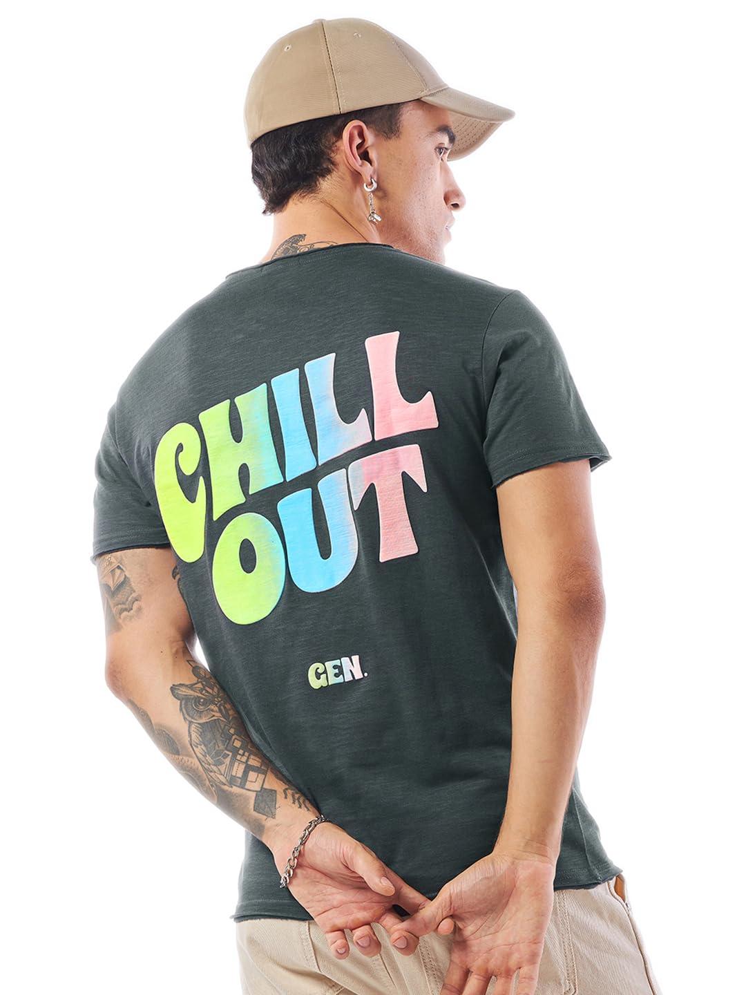 Bewakoof Air 1.0 Mens Graphic Printed Regular Fit Half Sleeve Round Neck Cotton T-Shirt_592164_Grey_S