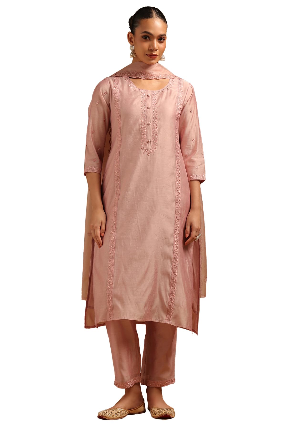 Soch Women Chanderi Embroidered Suit Set with Machine Embroidery