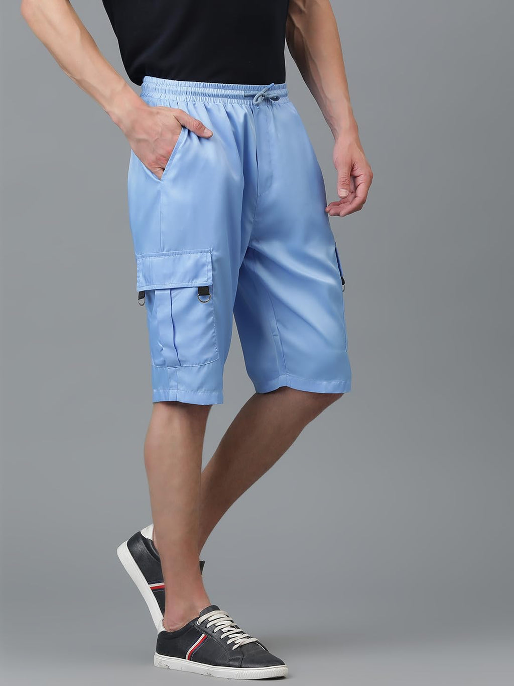 Kotty MenS Cargo Shorts With Multiple Pockets  Ideal For Hiking & Adventure(Blue,L)