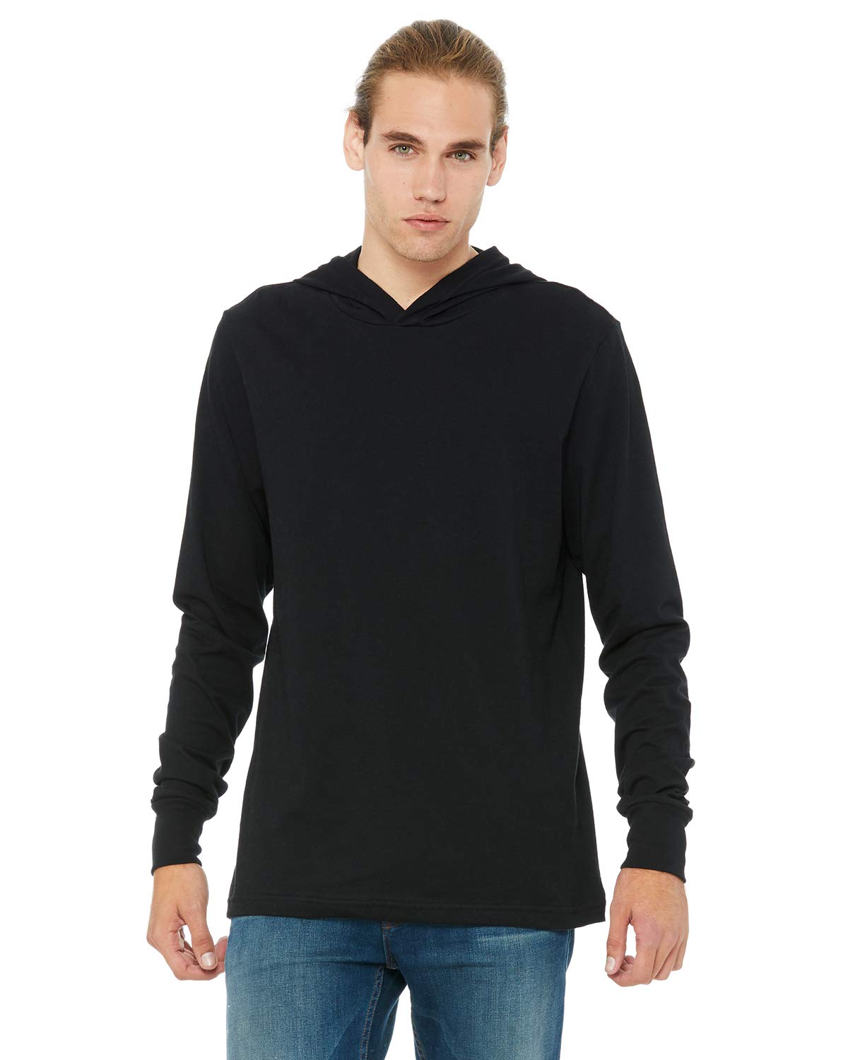 Unisex Jersey Long-Sleeve Hoodie - HEATHER NAVY - XS(D0102H789SP)