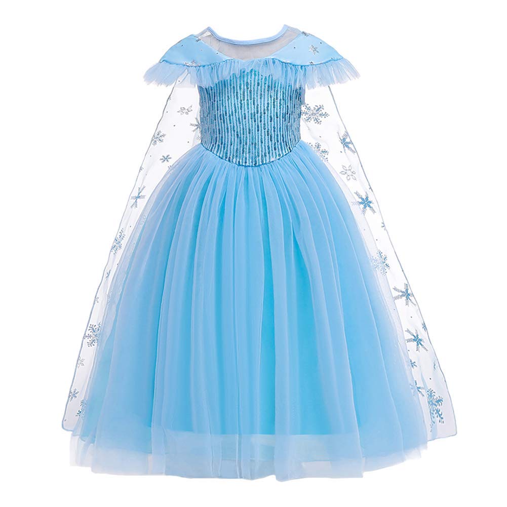 REXREII Girls Frozen Elsa Princess Dress Halloween Costume Christmas Birthday Evening Party Ball Gown w/Accessories