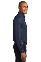 Port Authority Tall Long Sleeve Easy Care Shirt 3XLT Navy/ Light Stone