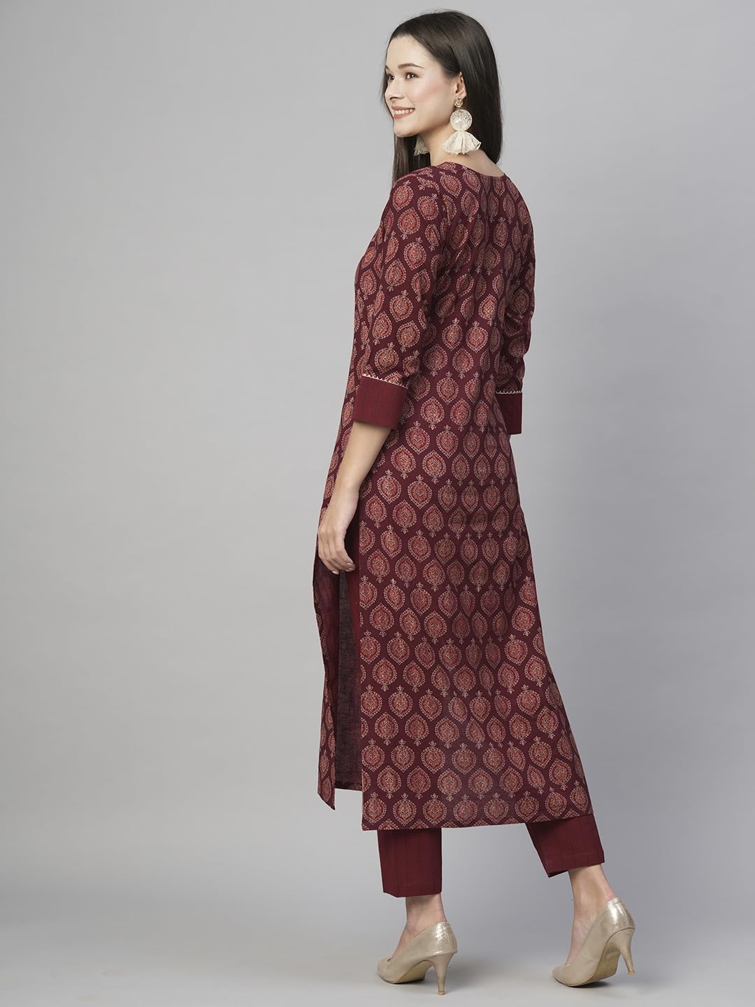 ANNI DESIGNER Womens Cotton Blend Staright Printed Kurta with Pant (Garima Maroon_3XL_Maroon_XXX-Large)