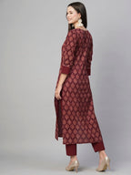 ANNI DESIGNER Womens Cotton Blend Straight Printed Kurta with Pant (Garima Maroon-NW_XL_Maroon_X-Large)