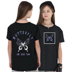 Uniplanet Store GirlS Cotton T-Shirts With Butterfly Graphic Prints Round Neck Half Sleeves Regular Fit And Standard Length Bla