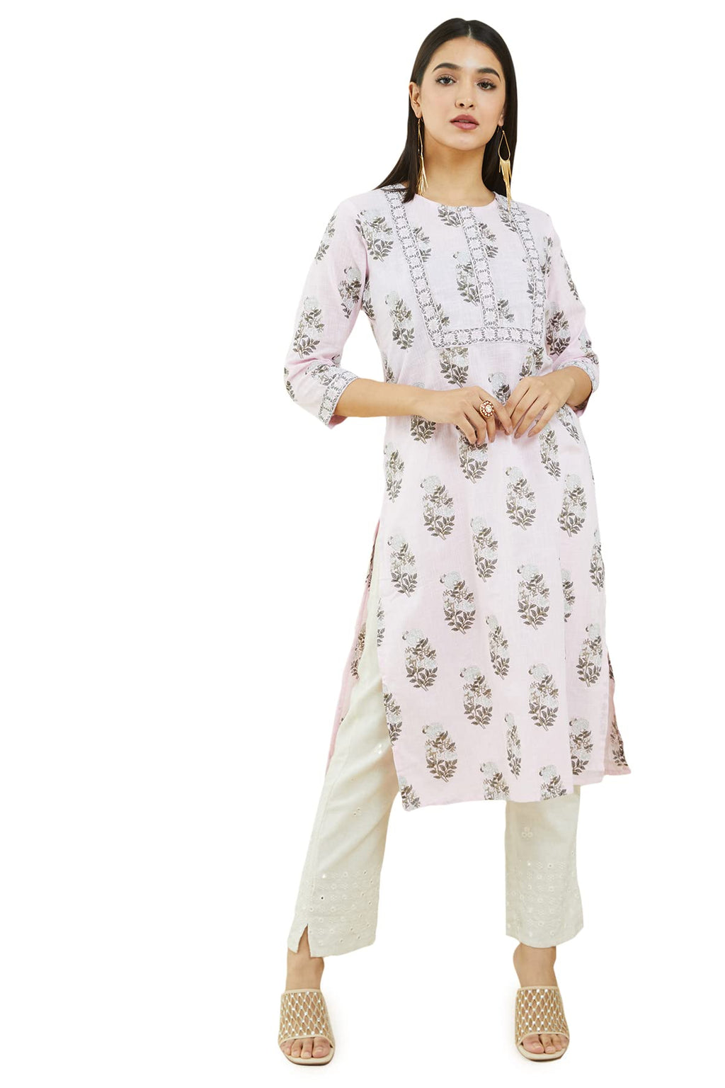 Soch Women Pink Cotton Printed Kurta