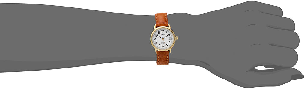 Timex Women's Easy Reader 25mm Watch - Gold-Tone Case White Dial with Honey Brown Croco Leather Strap