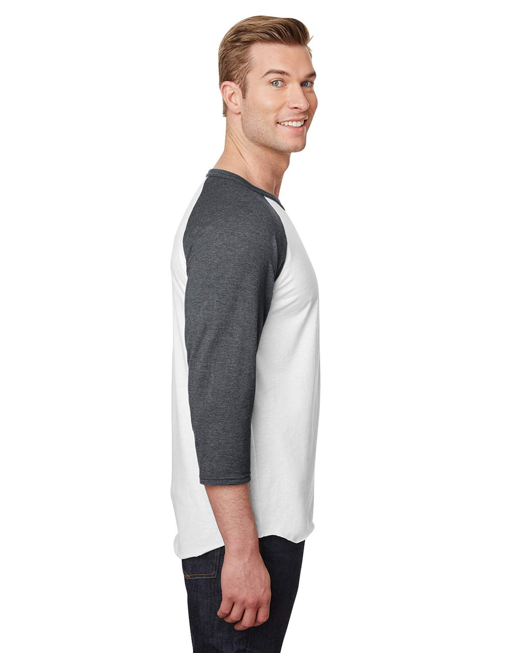 Unisex Premium Blend Ring-Spun 34 Sleeve Raglan T-Shirt - WHITE cHAR HTHR - 3XL(D0102H7M0SJ)