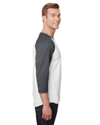 Unisex Premium Blend Ring-Spun 34 Sleeve Raglan T-Shirt - WHITE cHAR HTHR - 3XL(D0102H7M0SJ)