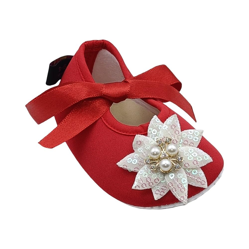 Rsmart, Baby Girl & Boy Red Pearl Flower Shoes 0-3
