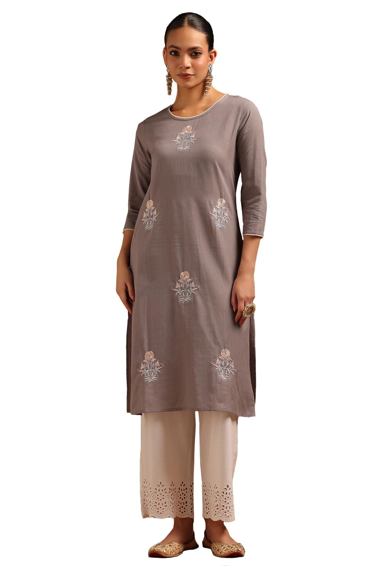 Soch Women Cotton Flex Floral Kurta with Hand Embroidery