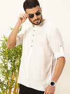 Thomas Scott Mens Linen Solid Kurta Shirt (Ts1529)