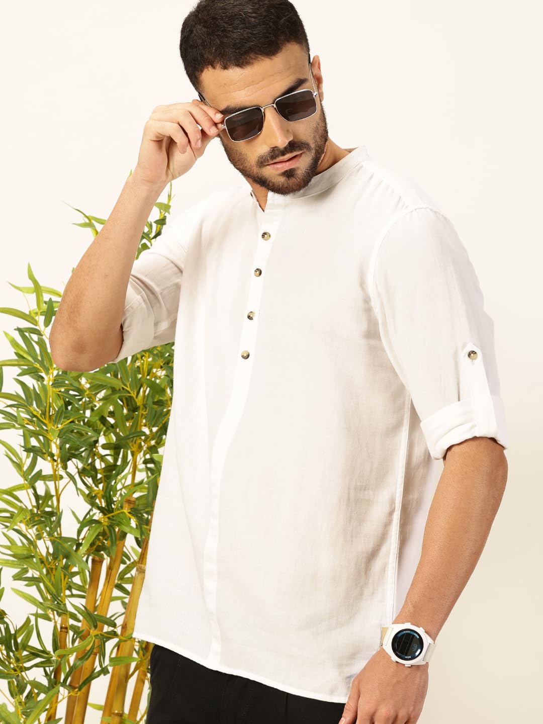 Thomas Scott Mens Linen Solid Kurta Shirt (Ts1529)