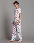 T2F Boys Cotton Pajama Set White