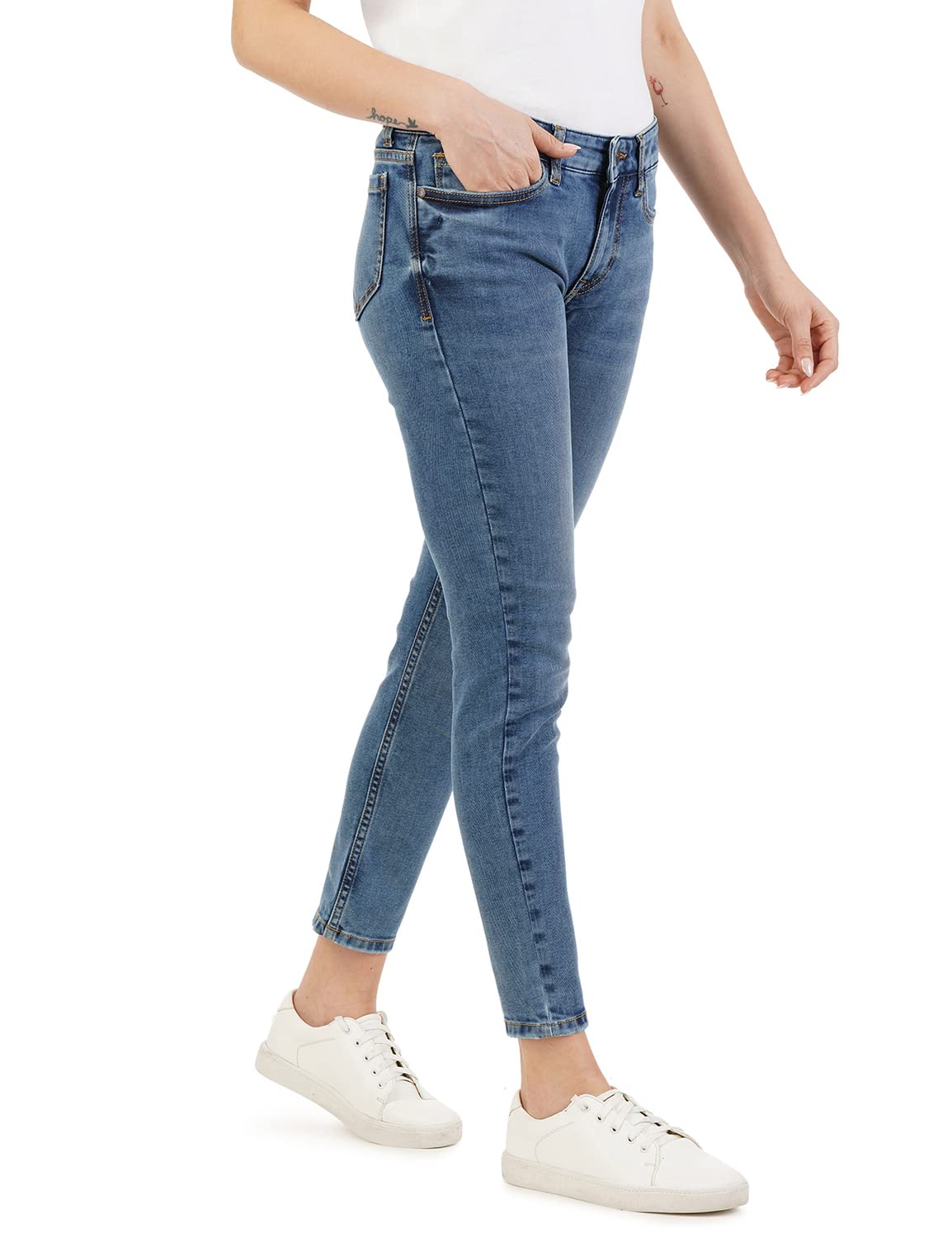 INKD Womens Contrast Stitch Stretchable Skinny Fit Jeans