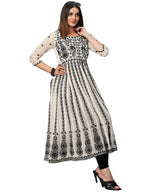 ANNI DESIGNER Womens Cotton Blend Anarkali Chikankari Embroidered Kurti (Dori Kali White_S_White_Small)