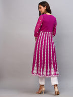 ANNI DESIGNER Womens Georgette Chikankari Embroidered Anarkali Kurti (Naav Pink-Nw1_XXL_Dark Pink_XX-Large)