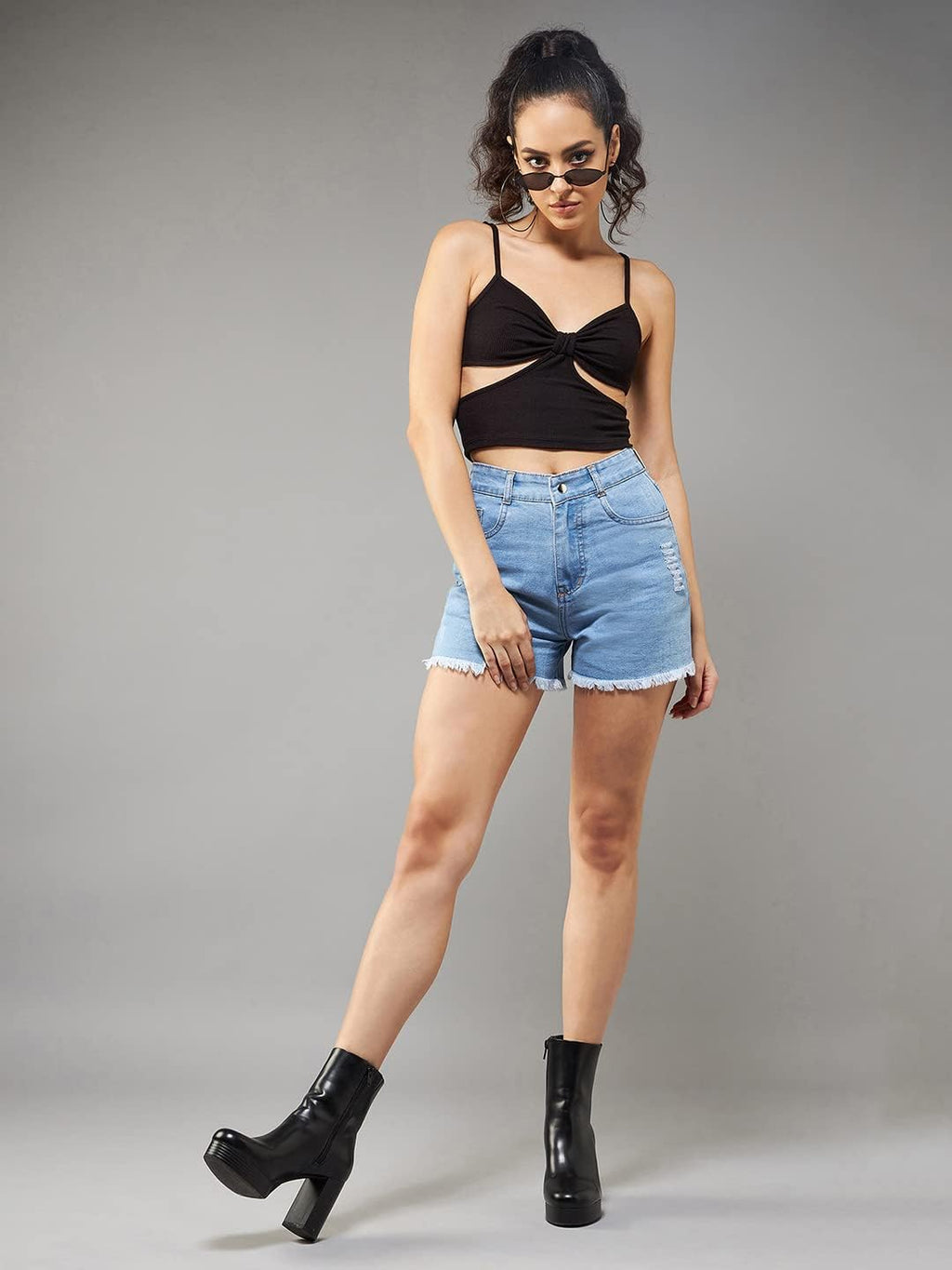 Dolce Crudo Amplify Hope Denim Ripped Shorts Blue