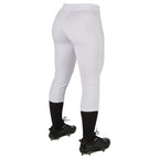 Champro Women's Standard Fireball Low-Rise Knicker-Style Fastpitch Softball Pants in Solid Color with Reinforced Knees, White, X