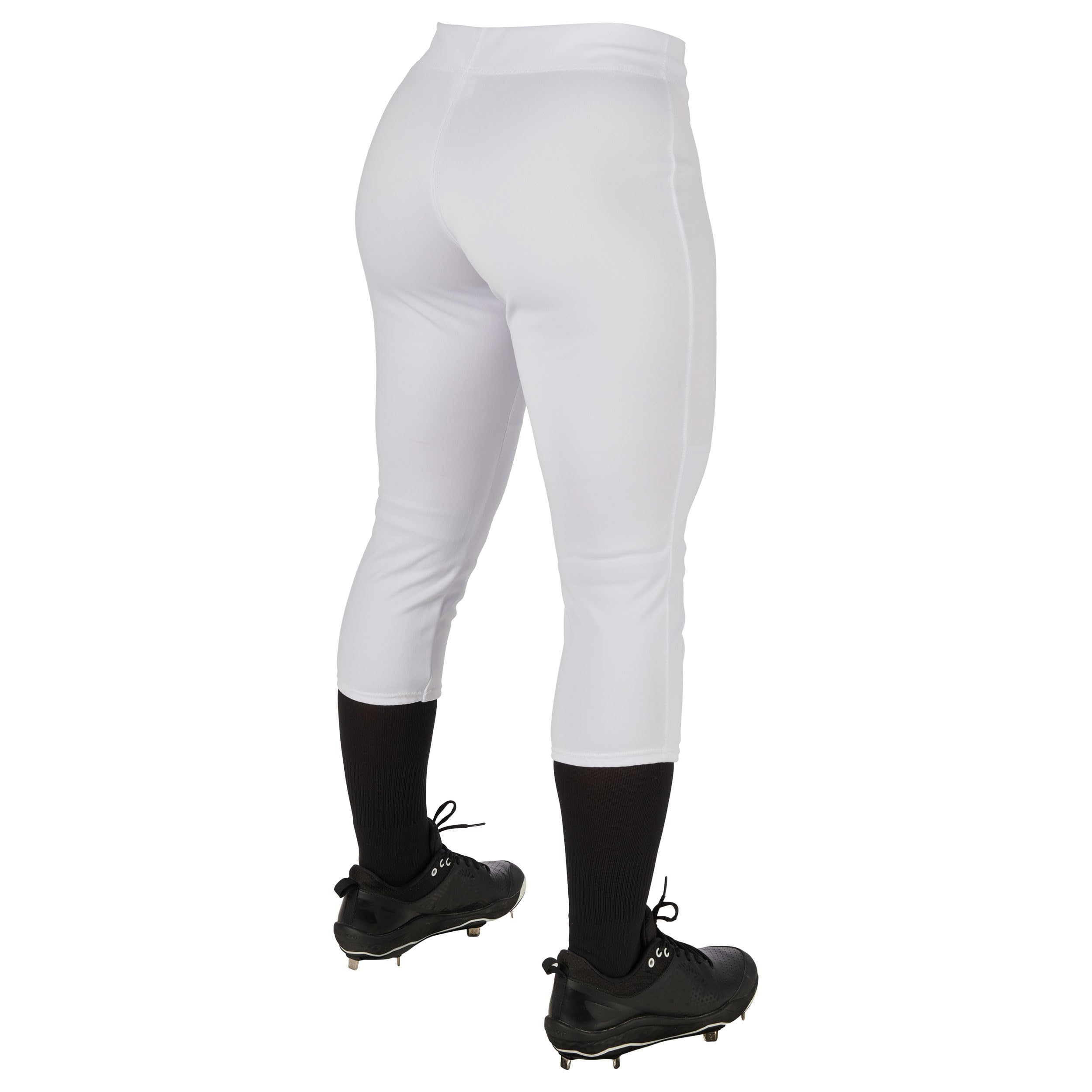 Champro Women's Standard Fireball Low-Rise Knicker-Style Fastpitch Softball Pants in Solid Color with Reinforced Knees, White, X