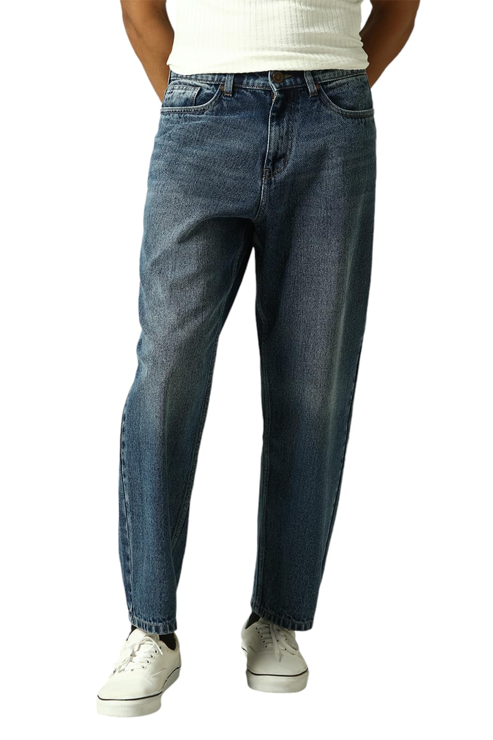 Hubberholme Men Washed Cotton Loose Fit Mid- Rise Jeans 12