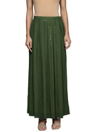 Libas Rayon Blend Classic Skirts Green