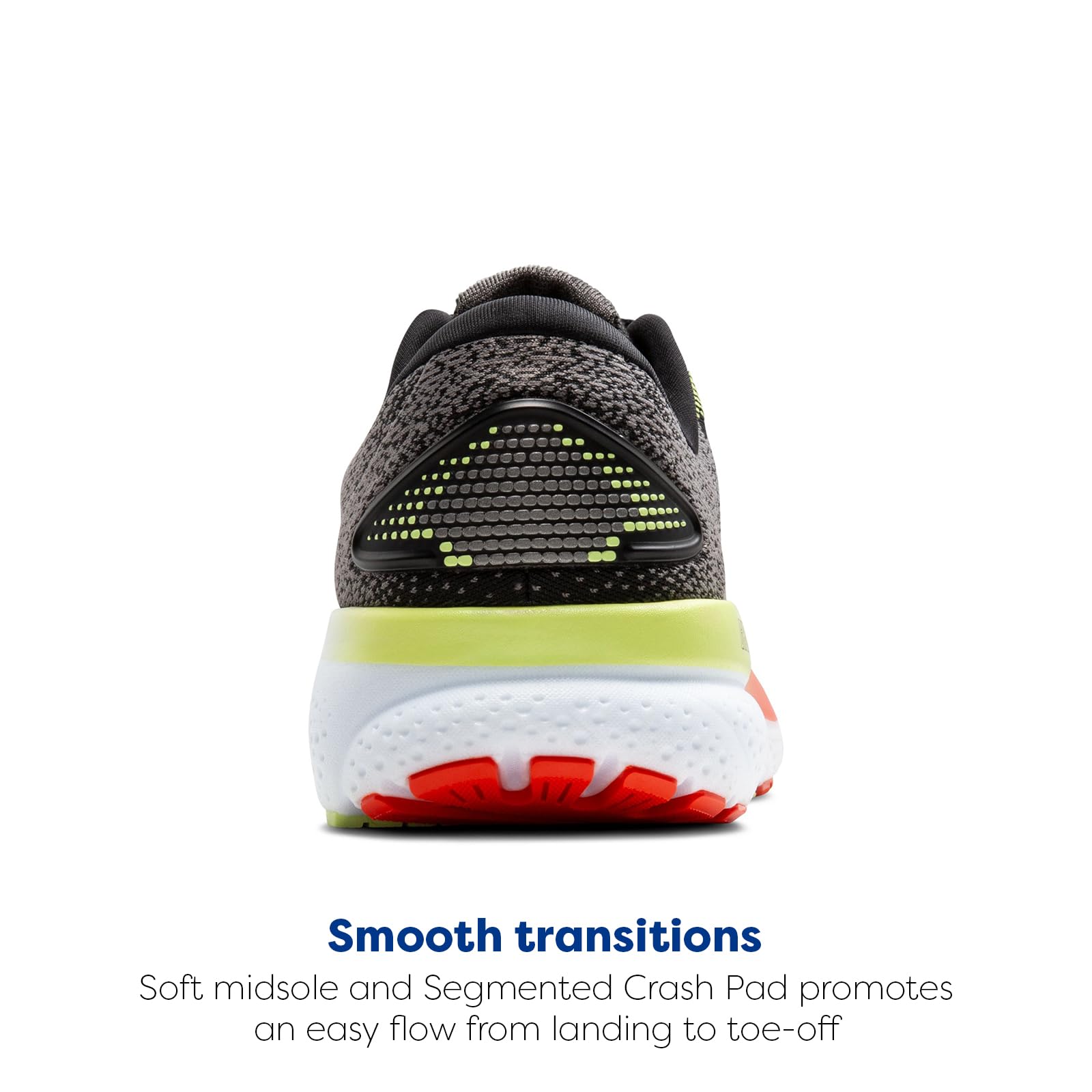 Brooks Mens Ghost 16 Neutral Running Shoe - Black/Mandarin Red/Green - 12.5 Medium