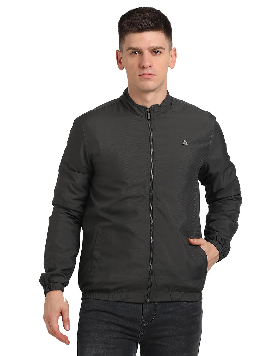 Turtle Men Cotton Stretch Solid Regular Fit Full Sleeve Dark Grey Windcheater Jacket