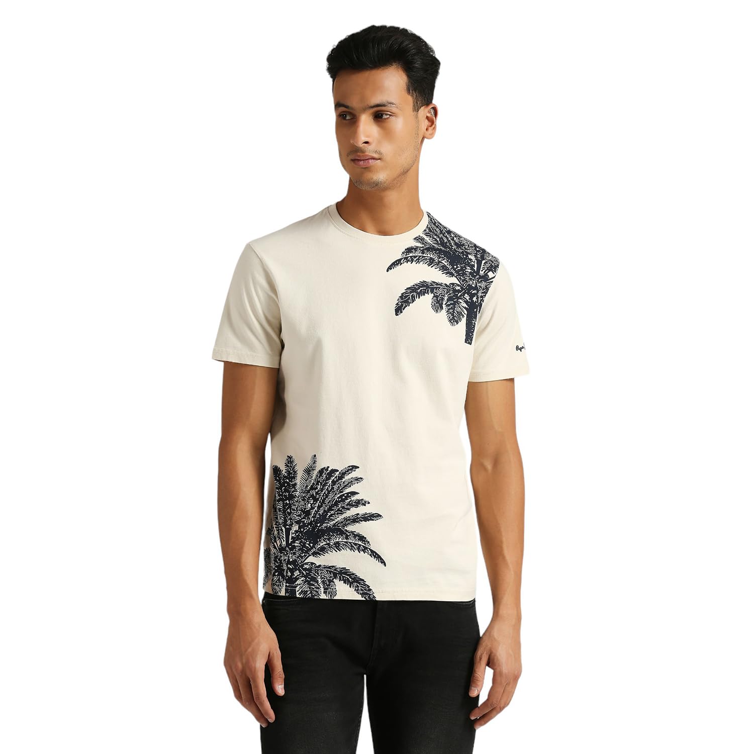 Pepe Jeans Timon Sr Tropical Printed Tee Ivory White