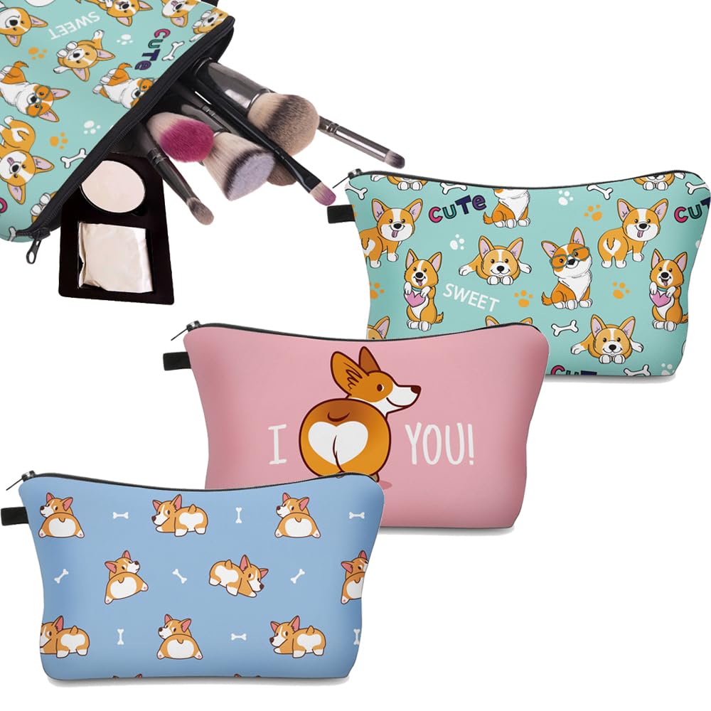 Deanfun Makeup Bag, 3pcs/set Super Funny 3D Printing Women Cosmetic Bag Multifunction Pencil Holder