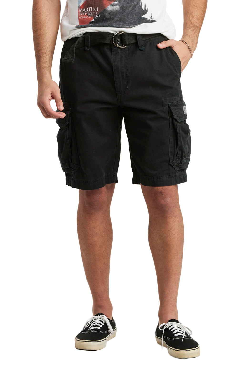 Unionbay Men's Survivor Belted Cargo Short, Black, 36
