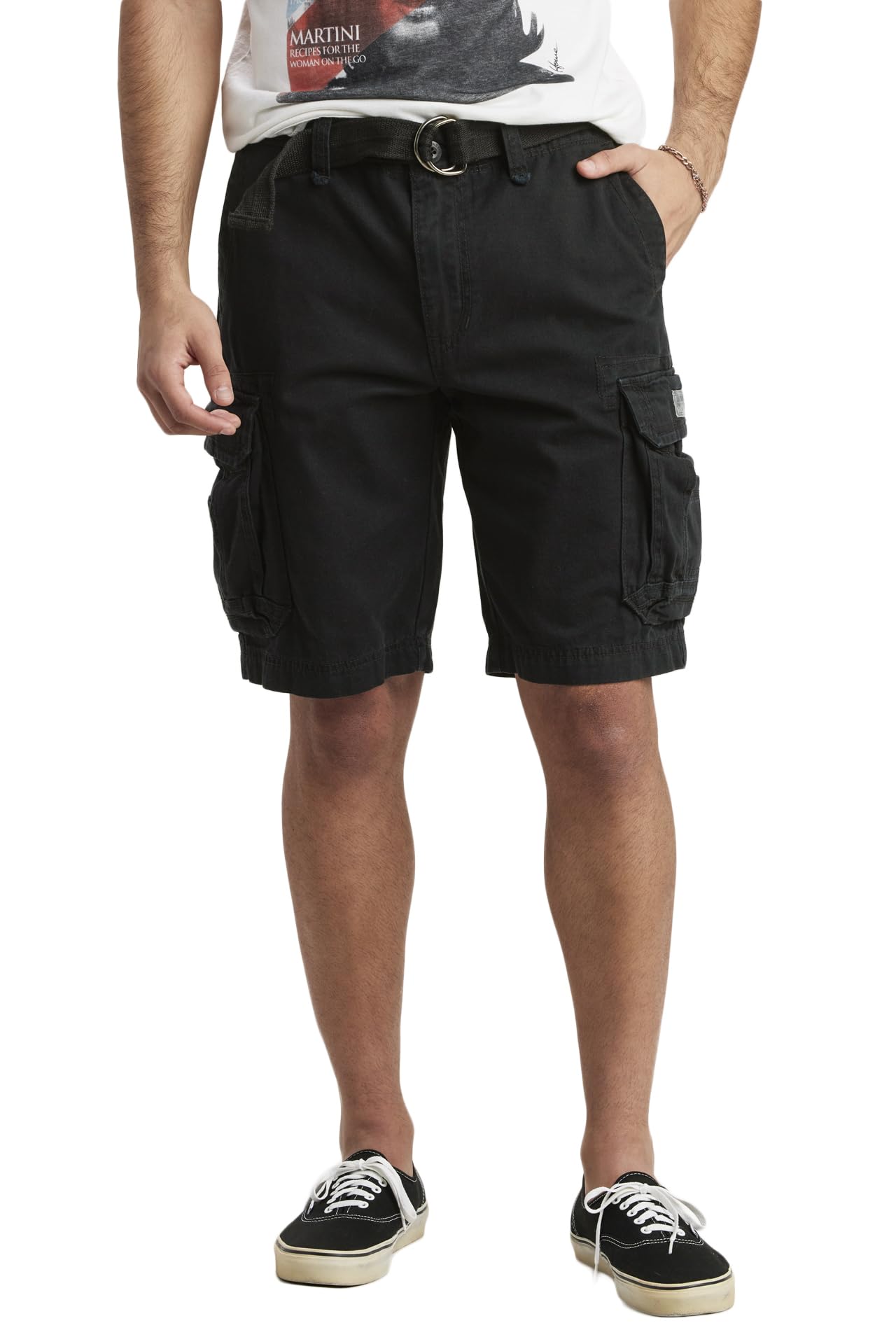 Unionbay Men's Survivor Belted Cargo Short, Black, 36