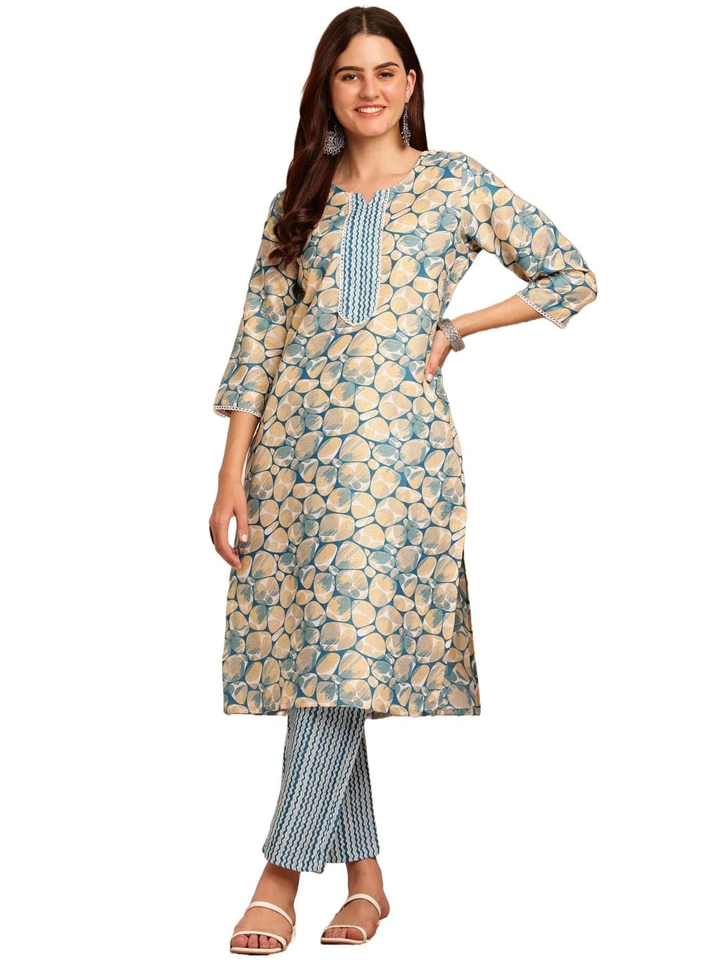 Lookmark Kurta Set: A Symphony Of Colors And Comfort! Stay Stylish And Comfortable With Our Printed Kurti Pant Sets! Blue