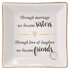 HOME SMILE Sister In Law Gifts-Ceramic Ring Dish Decorative Tray Gifts For Sister In Law, Valentine's Day Birthday Christmas Wed
