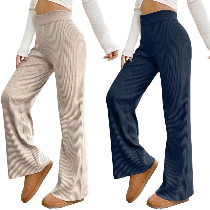 Pinkmint Combo Trouser for Women l Stylish Poly Lycra Trouser l Combo High Waisted Fancy Pant l Summer Wear (Pack of 2) Beige-Bl