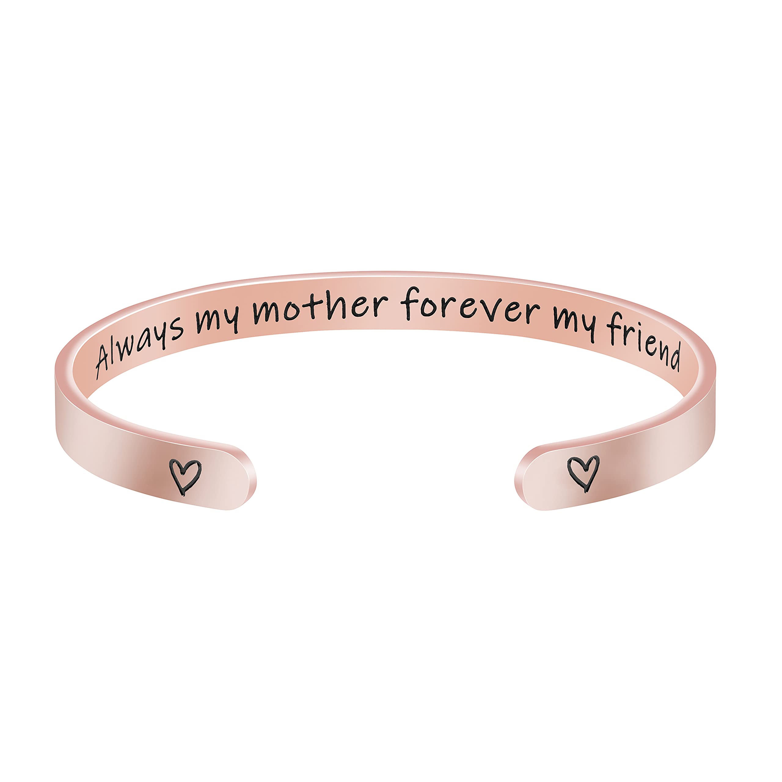 JoycuFF Mother's Day Gifts for Mom Mother Mommy Inspirational Cuff Bracelets Christmas Birthday Rose Gold Jewelry Mantra Alway M