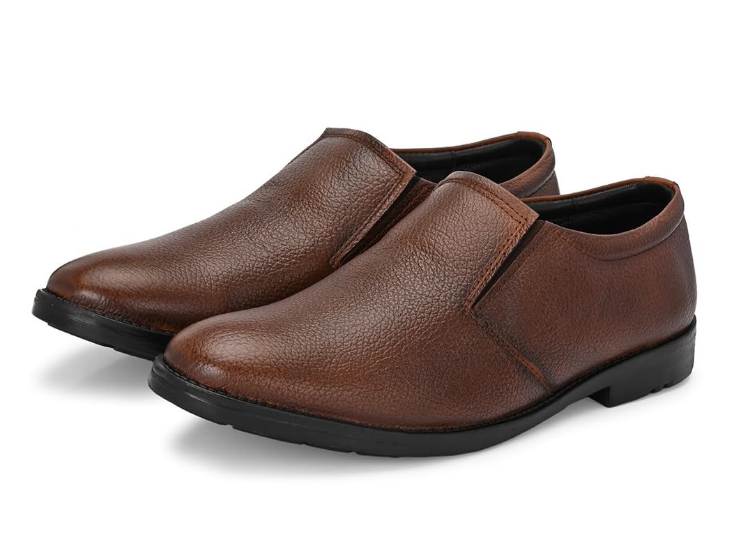 Massari Genuine Leather Mens Formal Slip on Loafers |Comfort Trendy Non LaceUp Design|Leather with AntiSkid Sole |Perfect for 6