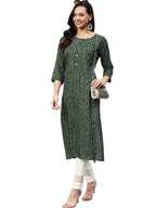 Anni Designer Women'S Rayon Bandhni Printed Straight Kurta (Dmd Bandhi Dark Green_S_Dark Green_Small)
