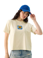 The Souled Store Follow The Sun Women and Girls Short Sleeve Round Neck Yellow Graphic Printed Cotton Regular Fit T-Shirts