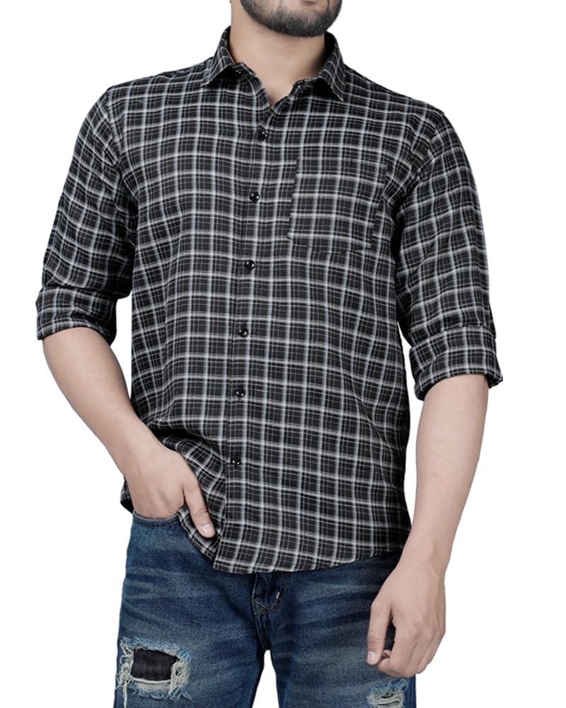 Noble Monk MenS Regular Fit Shirt | Checkered | Full Sleeves | Casual Shirt For Men