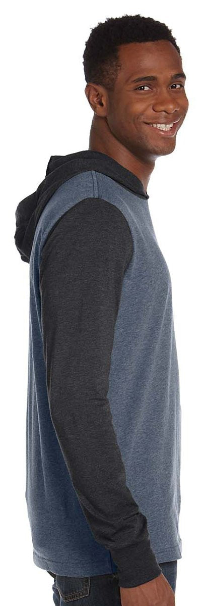 Unisex Jersey Long-Sleeve Hoodie - HEATHER NAVY - XS(D0102H7WFL6)